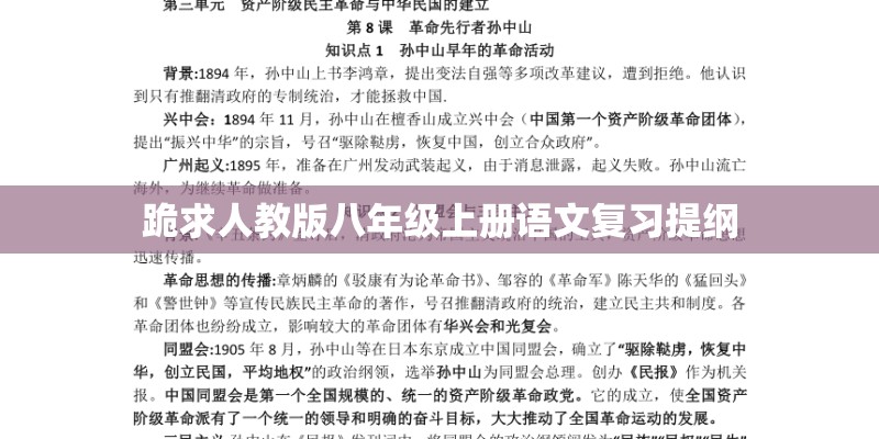 跪求人教版八年级上册语文复习提纲