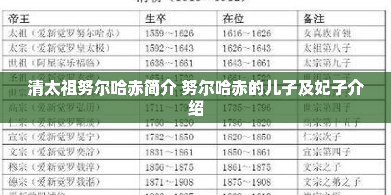 清太祖努尔哈赤简介 努尔哈赤的儿子及妃子介绍