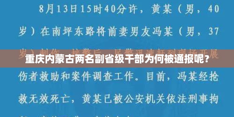 重庆内蒙古两名副省级干部为何被通报呢？