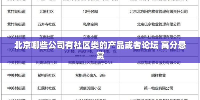 北京哪些公司有社区类的产品或者论坛 高分悬赏